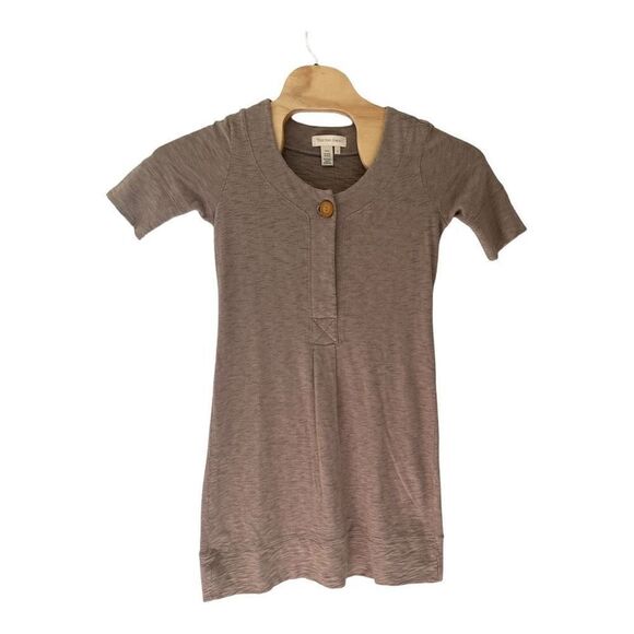 Territory Ahead Womens Shirt Dress Button Crewneck Mini Cotton Blend Small Tan - Picture 1 of 3